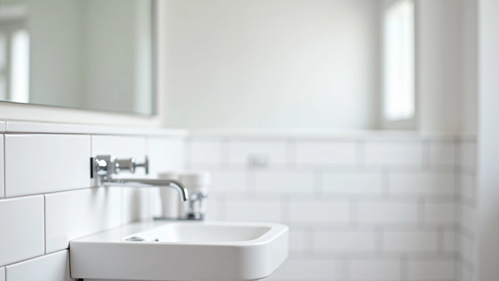 Gleaming bathroom with white tiles and sparkling chrome fixtures