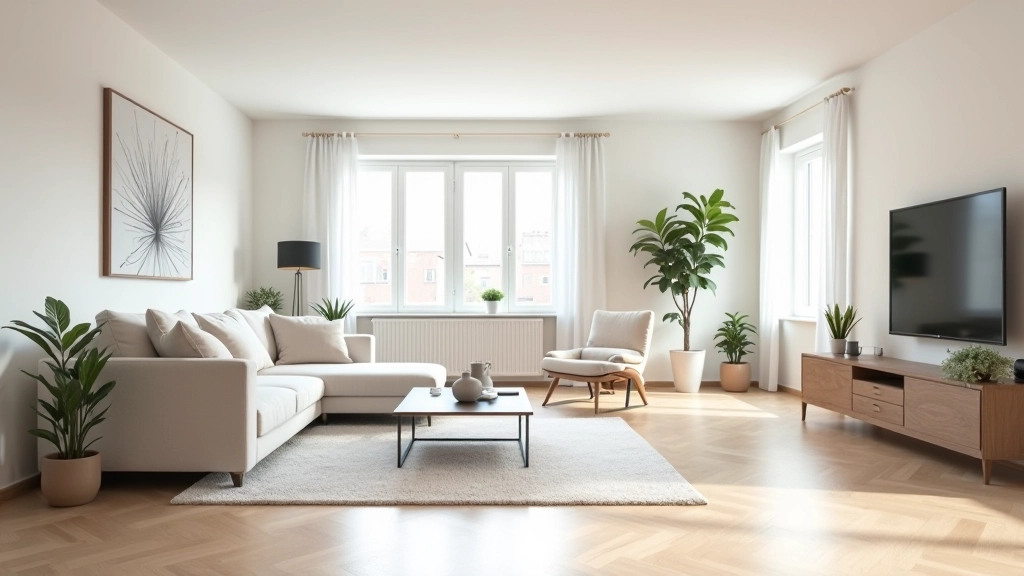 Spacious apartment living room with furniture arranged to allow clear pathways for movement