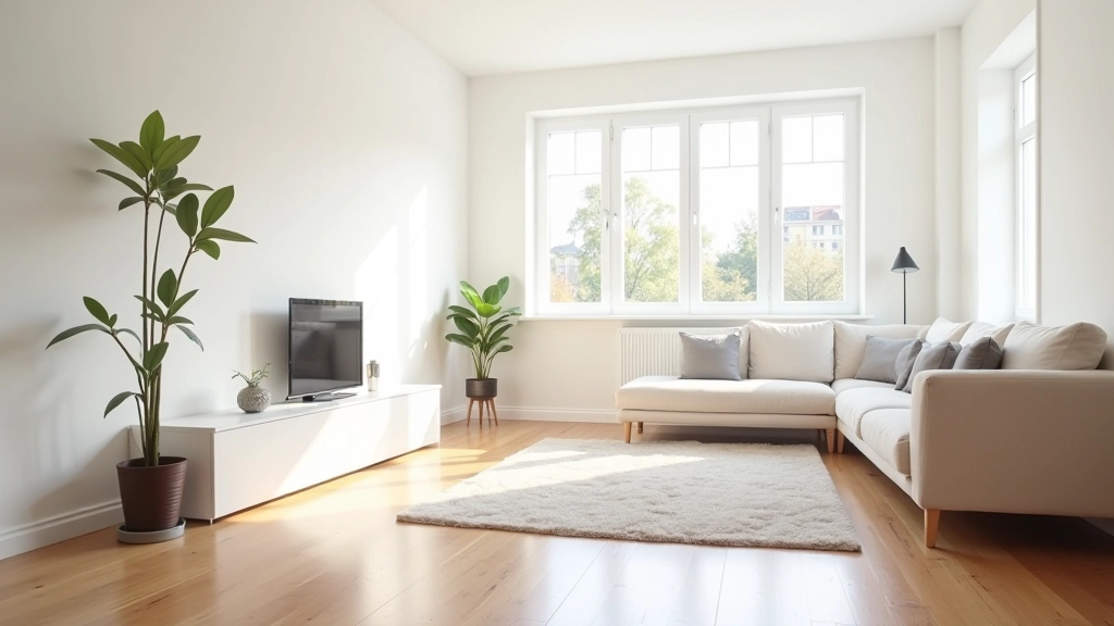 Clean modern apartment living room with natural light